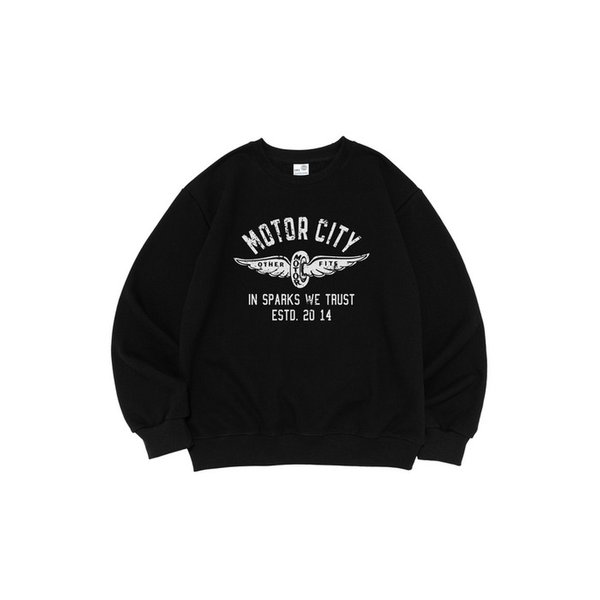 [기모/NO기모] 빈티지 모터시티 맨투맨 (블랙)