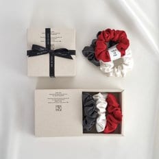 Baby scrunchie 3set (Off-white/Cherry red/Charcoal) 실크 스크런치 세트