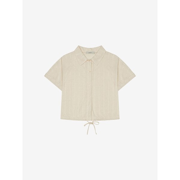 스트링 카라넥 세미 크롭 셔츠 (VKBAG2474)