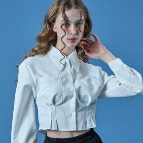 크롭 슬림 시크 긴팔 셔츠 블라우스 [WHITE] 1602