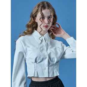 크롭 슬림 시크 긴팔 셔츠 블라우스 [WHITE] 1602