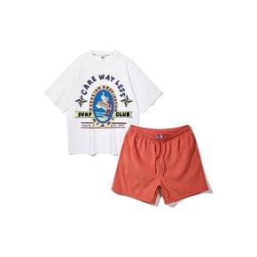 [SET] 앨빈클로 MIAMI SURF CLUB 오버핏 반팔티 플렉서블 밴딩 반바지 셋업