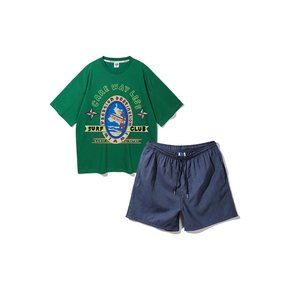 [SET] 앨빈클로 MIAMI SURF CLUB 오버핏 반팔티 플렉서블 밴딩 반바지 셋업