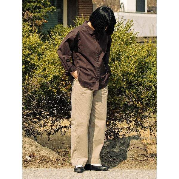 라이트 코튼 와이드 팬츠 베이지