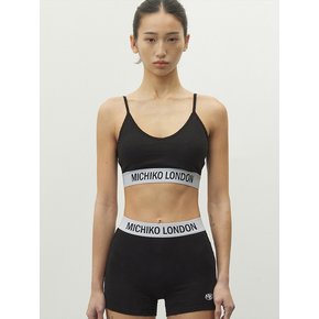 WIDE LOGO HOOKLESS BRA TOP BLACK