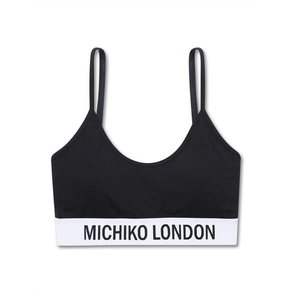 WIDE LOGO HOOKLESS BRA TOP BLACK