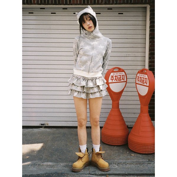 Angel of Star Ruffle Skirt - GREY