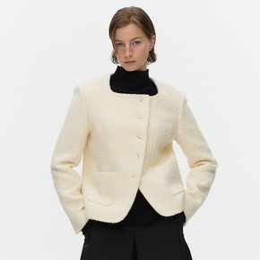 Asymmetric Tweed Jacket_IVORY