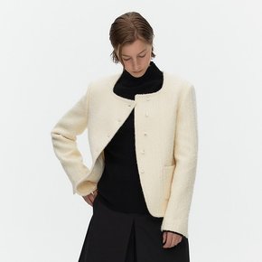 Asymmetric Tweed Jacket_IVORY