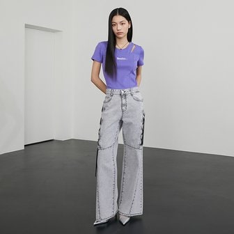 에고이스트 [시흥점] 여성 레이스업 포인트 와이드 데님 팬츠( ES2DP861)