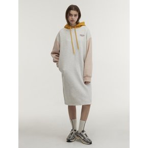 Hoodie Long Jersey Dress_Oatmeal