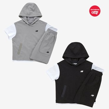 뉴발란스키즈 KIDS RIDER_반팔 레이어드 후드 베스트 2p셋업 (NK9YF2601U)