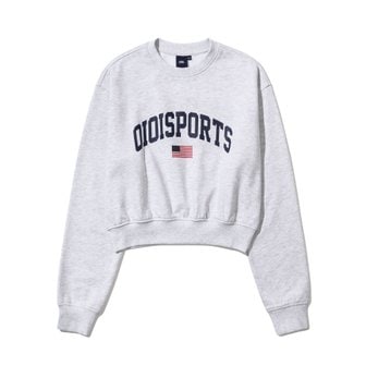 5252 BY O!Oi FLAG LOGO CROP SWEATSHIRT_LIGHT GREY