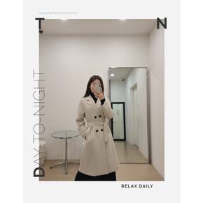 클래식 무드 테일러드 더블 버튼 벨티드 코트