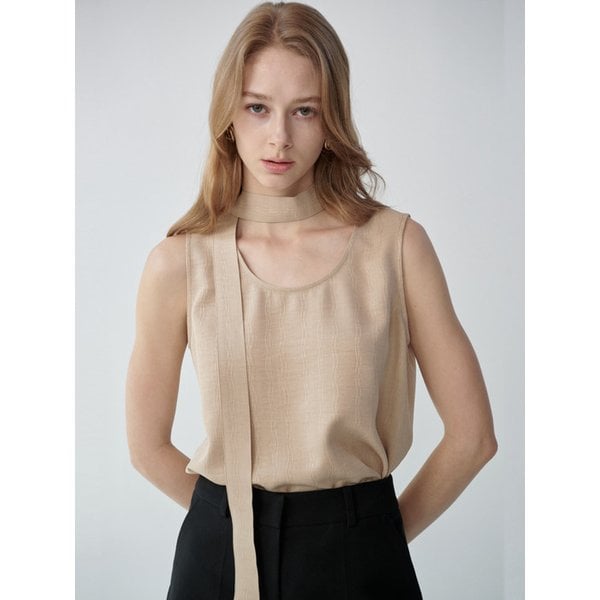 HAZEL Scarf Sleeveless Blouse (Beige)