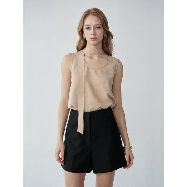 HAZEL Scarf Sleeveless Blouse (Beige)