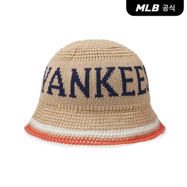 MLB [코리아공식] 니트 크로쉐 버킷햇 NY (L.Beige)