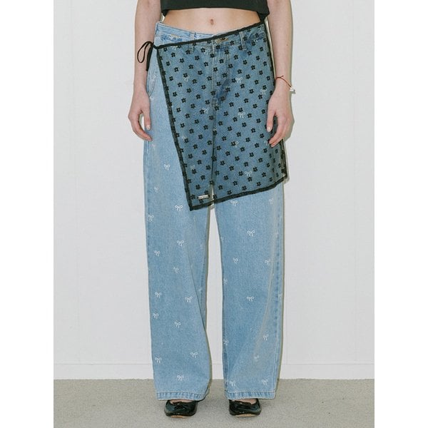 Flower lace layerd Skirt BLACK