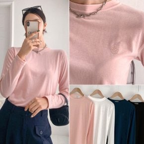 페어 자수 긴팔티 4color (국내생산) 라운드 베이직 티셔츠 이너티