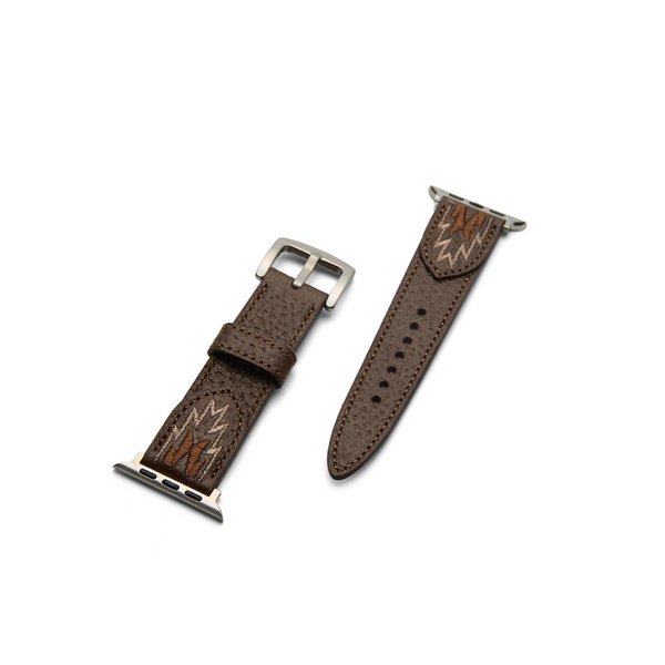 Navaho Embroidered Leather Smartwatch Band Brown
