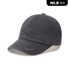 MLB [엠엘비코리아공식] 빈티지 컬시브 언스트럭쳐 볼캡 NY (Charcoal Grey)