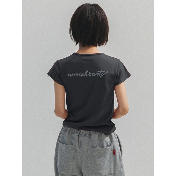 Slim Modal lettering Tee_CHARCOAL