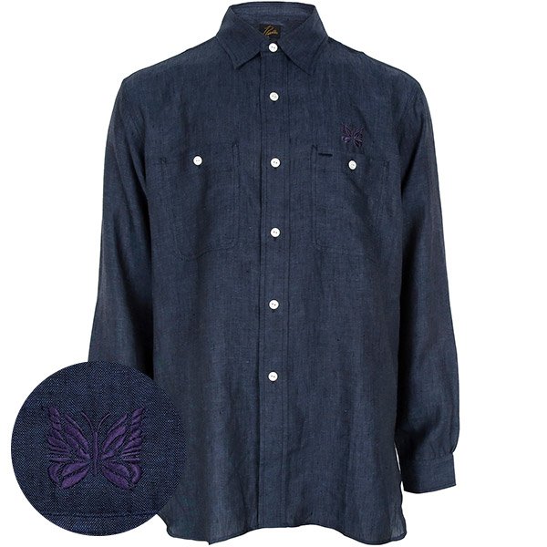 [부산점] 25SS 블루 샴브레이 린넨 워크 셔츠 QV291 BLUE