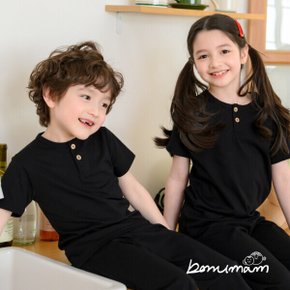 소프트터치 블랙 단추 실내복 상하세트