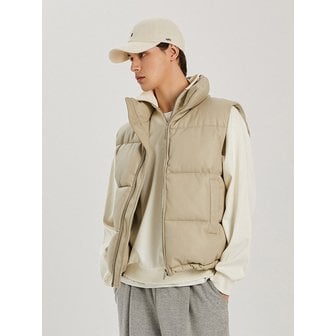 애드호크 23 FW 남여공용 에코레더 패딩 베스트 (BEIGE)