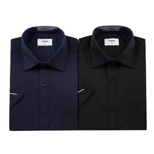 레노마 (일반핏)구김없고 착용감좋은 쾌적한   TC스판트윌 검정/네이비  반소매셔츠 2종택1(RZUSG0012)