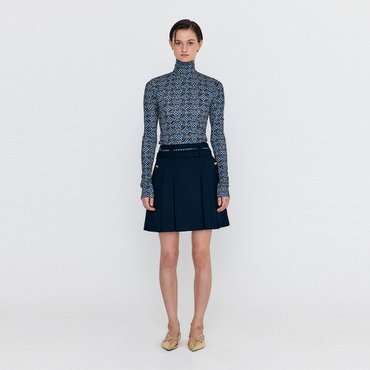 EENK WENDEL Double-Belted Pleated Mini Skirt - Navy