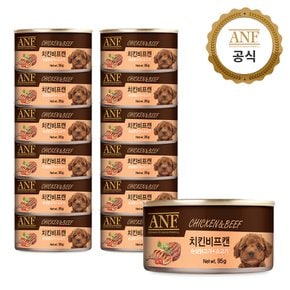 캔 강아지 간식 치킨비프 95g 12개