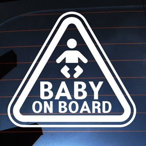 주의 삼각 아기 BABY ON BOARD화이트