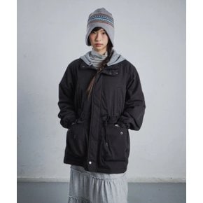CGP (우먼) 패디드 체크 배색 후드 파카