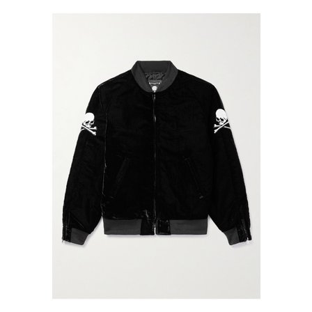 MASTERMIND WORLD 마스터마인드 로고 자수 벨벳 보머 재킷 블랙 42247633208746658