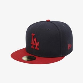 MLB LA 다저스 투 톤 피티드캡 네이비/스칼렛_15411800