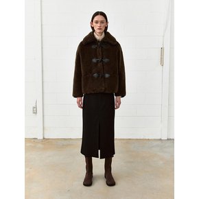 TWW ECO FUR DUFFLE HALF COAT_KHAKI BROWN