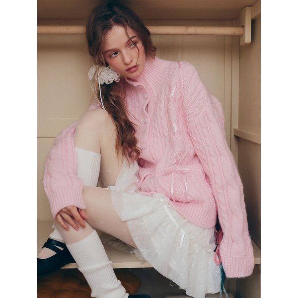 Cest_String ribbon pocket cardigan