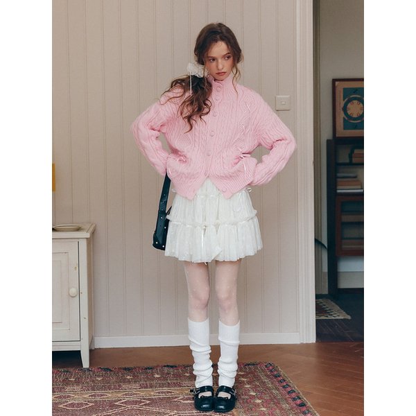 Cest_String ribbon pocket cardigan