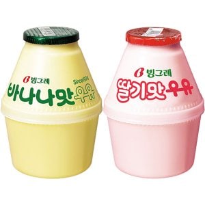  빙그레 바나나맛우유3개+딸기맛우유3개(총6개) 240ml 항아리 단지 가공우유