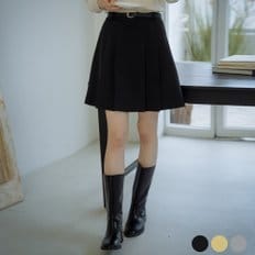 Belt set pleats skirt[3color]