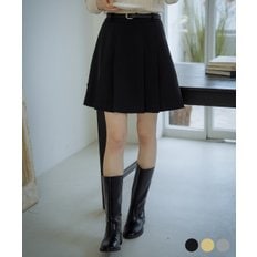 Belt set pleats skirt[3color]