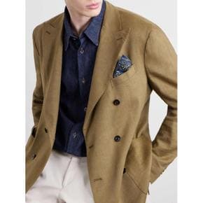 26 FW 던힐 블루 프린티드 실크 새틴 포켓 스퀘어 TP576209752