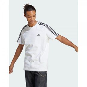 4813940 Adidas Sportswear Essentials Single Jersey 3-Stripes Tee Mens - White / Black