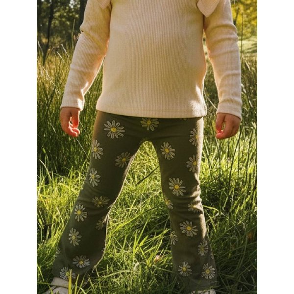 다크그린 민트 플라워 플레어 팬츠 [O56962]