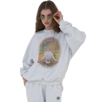 어나더에이 BunnyLand Sweatshirt [Beige/Heather Grey/Black]