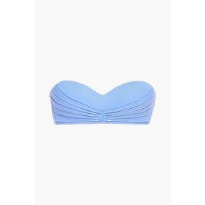 Sequin-trimmed pleated bandeau bikini top 블루 16114163150835542