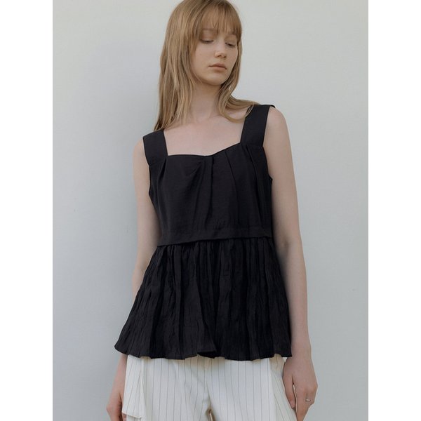 gather wrinkle flared blouse (brown) orc 6025