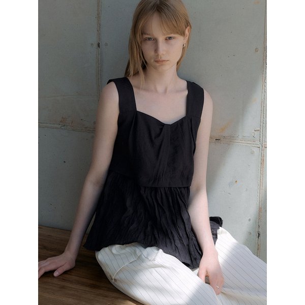 gather wrinkle flared blouse (brown) orc 6025