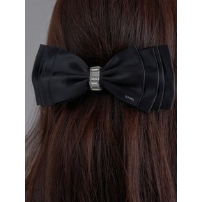 Crystal Buckle Satin Ribbon Hairpin_Black